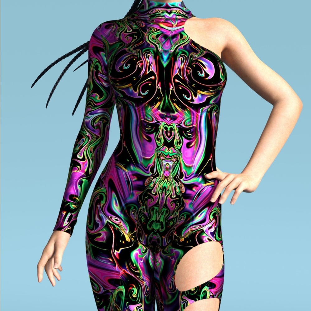 Candy Catz Hallucinogenic Liquid Asymmetrical Costume - Picture 2 of 4